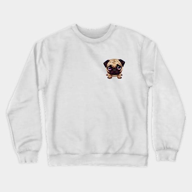 Small Version - Charming Pug Portrait Crewneck Sweatshirt by Art By Mojo